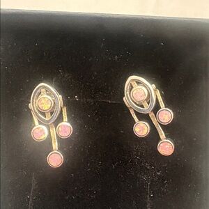 Earrings  Silver and Pink opal
